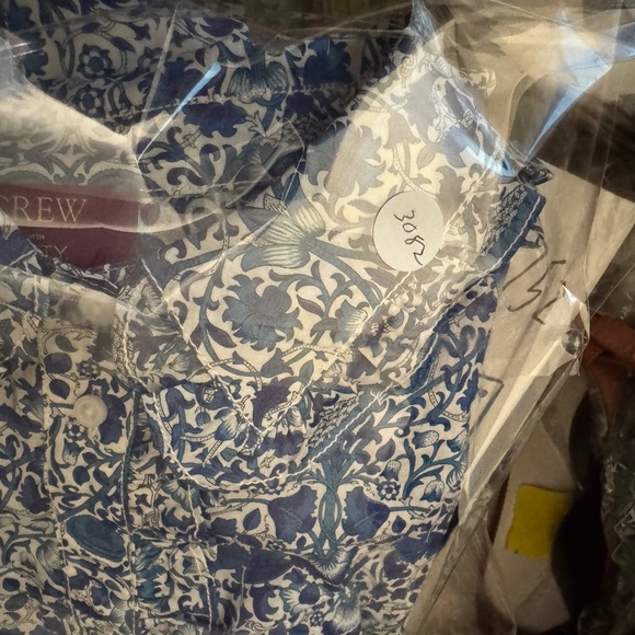 J. Crew Liberty Blue Floral Crop Ruffle Collar Blouse - Picture 12 of 14